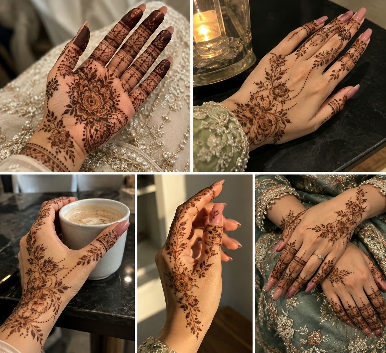 Close-up of fine mehedi designs